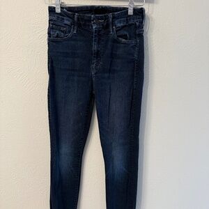 Mother Jeans High Waisted Looker Ankle Fray Dark Wash size 25 great